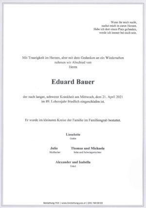 Traueranzeige von Eduard Bauer