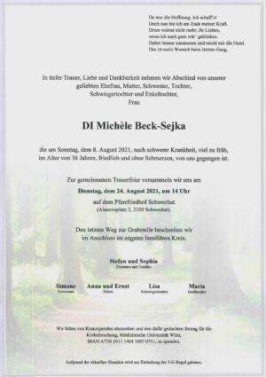 Traueranzeige von DI Michèle Beck-Sejka