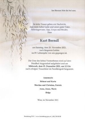 Traueranzeige von Kurt Berndl