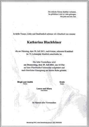 Traueranzeige von Katharina Blachfelner