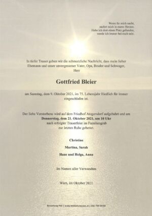 Traueranzeige von Gottfried Bleier