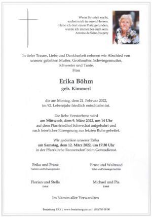 Traueranzeige von Erika Böhm