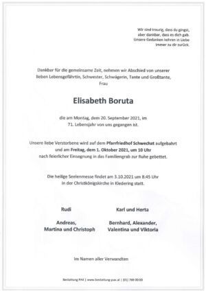 Traueranzeige von Elisabeth Boruta