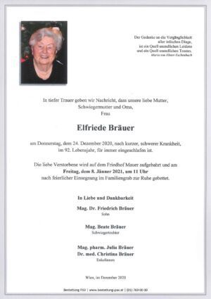 Traueranzeige von Elfriede Bräuer