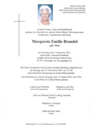 Traueranzeige von Margarete Brandel