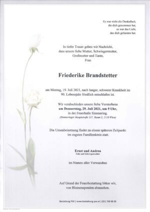 Traueranzeige von Friederike Brandstetter