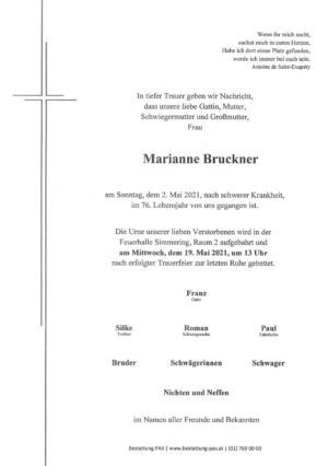 Traueranzeige von Marianne Bruckner