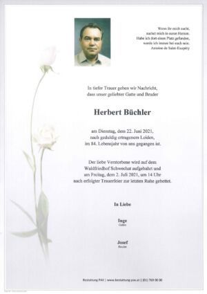 Traueranzeige von Herbert Büchler