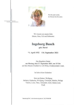 Traueranzeige von Ingeborg Busch