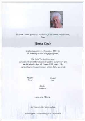 Traueranzeige von Herta Cech