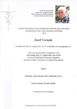 Traueranzeige von Josef Cermak