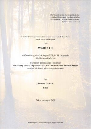 Traueranzeige von Walter Cil