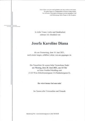 Traueranzeige von Josefa Karoline Diana