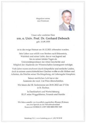 Traueranzeige von em. o. Univ. Prof. Dr. Gerhard Dobesch