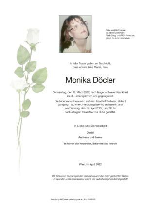 Traueranzeige von Monika Döcler