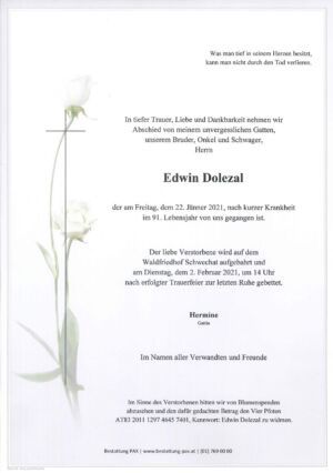 Traueranzeige von Edwin Dolezal
