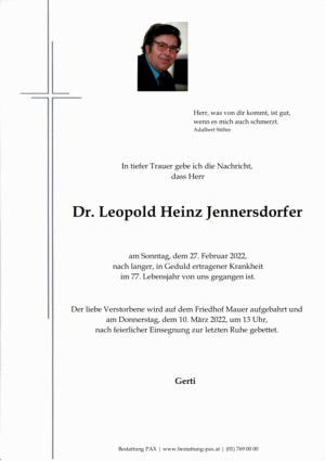 Traueranzeige von Dr. Leopold Jennersdorfer