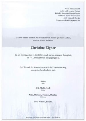 Traueranzeige von Christine Aigner