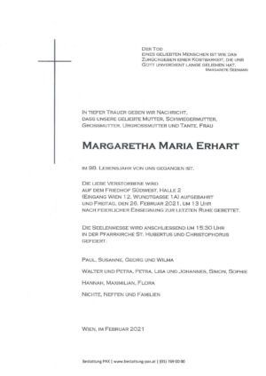 Traueranzeige von Margaretha Erhart