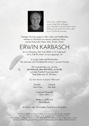Traueranzeige von Erwin Karbasch