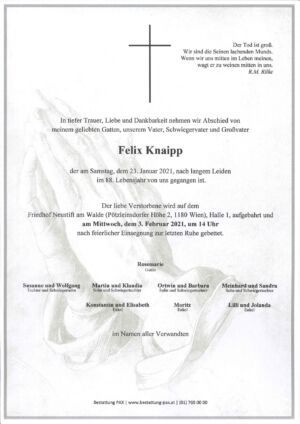 Traueranzeige von Felix Knaipp