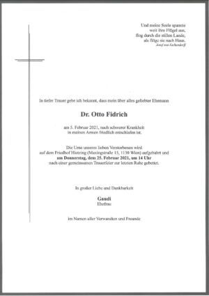 Traueranzeige von Dr. Otto Fidrich