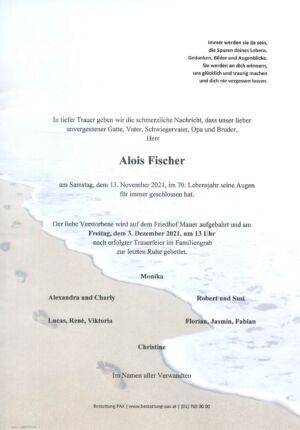 Traueranzeige von Alois Fischer