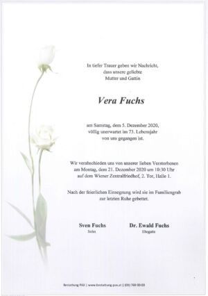 Traueranzeige von Vera Fuchs