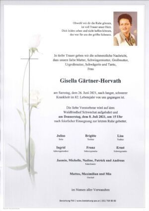 Traueranzeige von Gisella Gärtner-Horvath