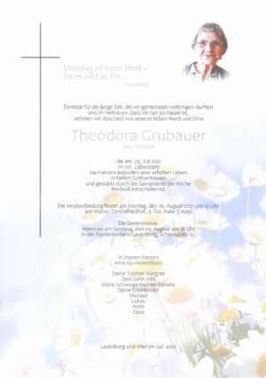 Traueranzeige von Theodora Grubauer