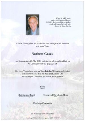 Traueranzeige von Norbert Gasek