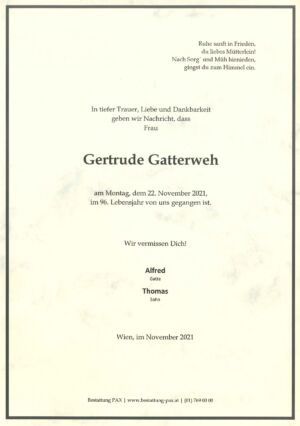 Traueranzeige von Gertrude Gatterweh