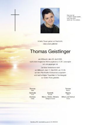 Traueranzeige von Thomas Geistlinger