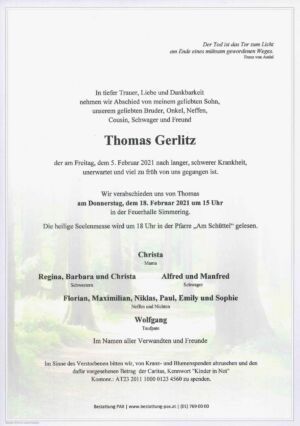 Traueranzeige von Thomas Gerlitz
