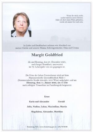 Traueranzeige von Margit Goldfried