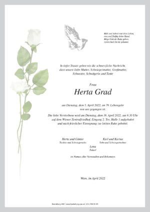 Traueranzeige von Herta Grad