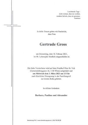 Traueranzeige von Gertrude Gross