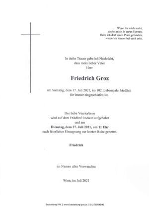 Traueranzeige von Friedrich Groz