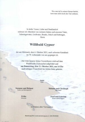 Traueranzeige von Willibald Gypser