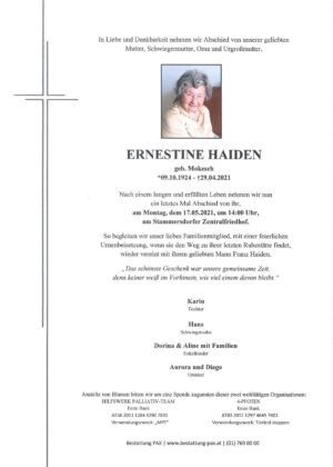 Traueranzeige von Ernestine Haiden