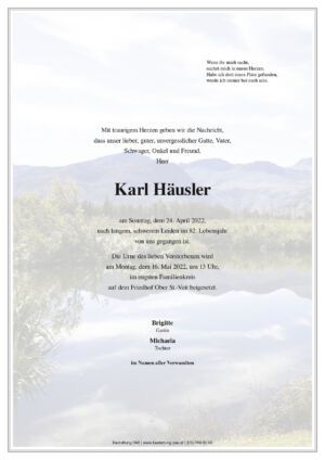 Traueranzeige von Karl Häusler