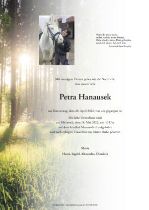 Traueranzeige von Petra Hanausek