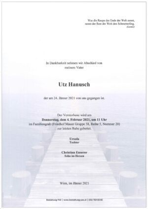Traueranzeige von Utz Hanusch