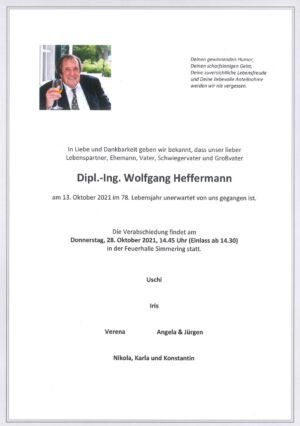 Traueranzeige von Dipl.-Ing. Wolfgang Heffermann