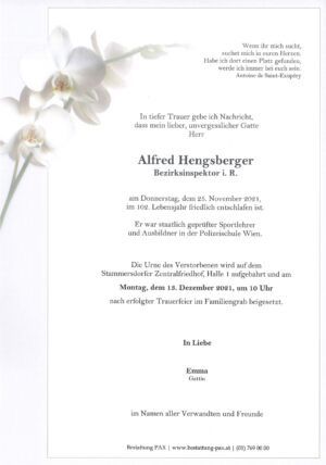 Traueranzeige von Alfred Hengsberger