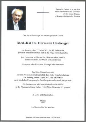 Traueranzeige von Med.-Rat Dr. Hermann Heuberger