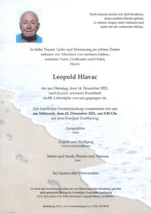 Traueranzeige von Leopold Hlavac