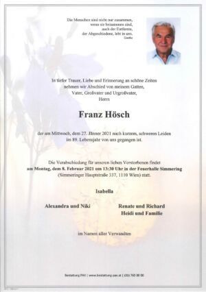 Traueranzeige von Franz Hösch