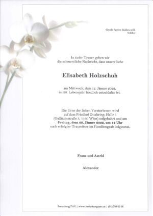 Traueranzeige von Elisabeth Holzschuh