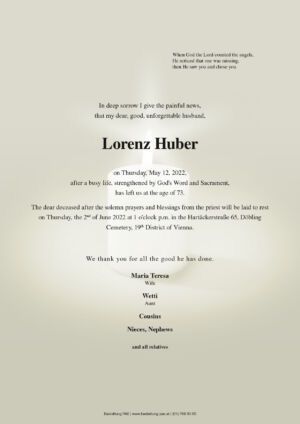 Traueranzeige von Lorenz Huber
